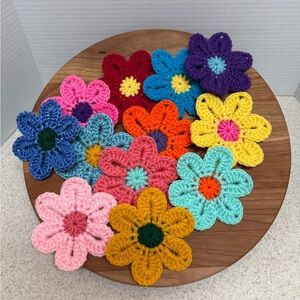Handmade Colorful Crochet Flower Set of 12